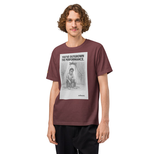 REBOOT T-Shirt — You’ve Outgrown The Performance (Washed Maroon) by WEAR404