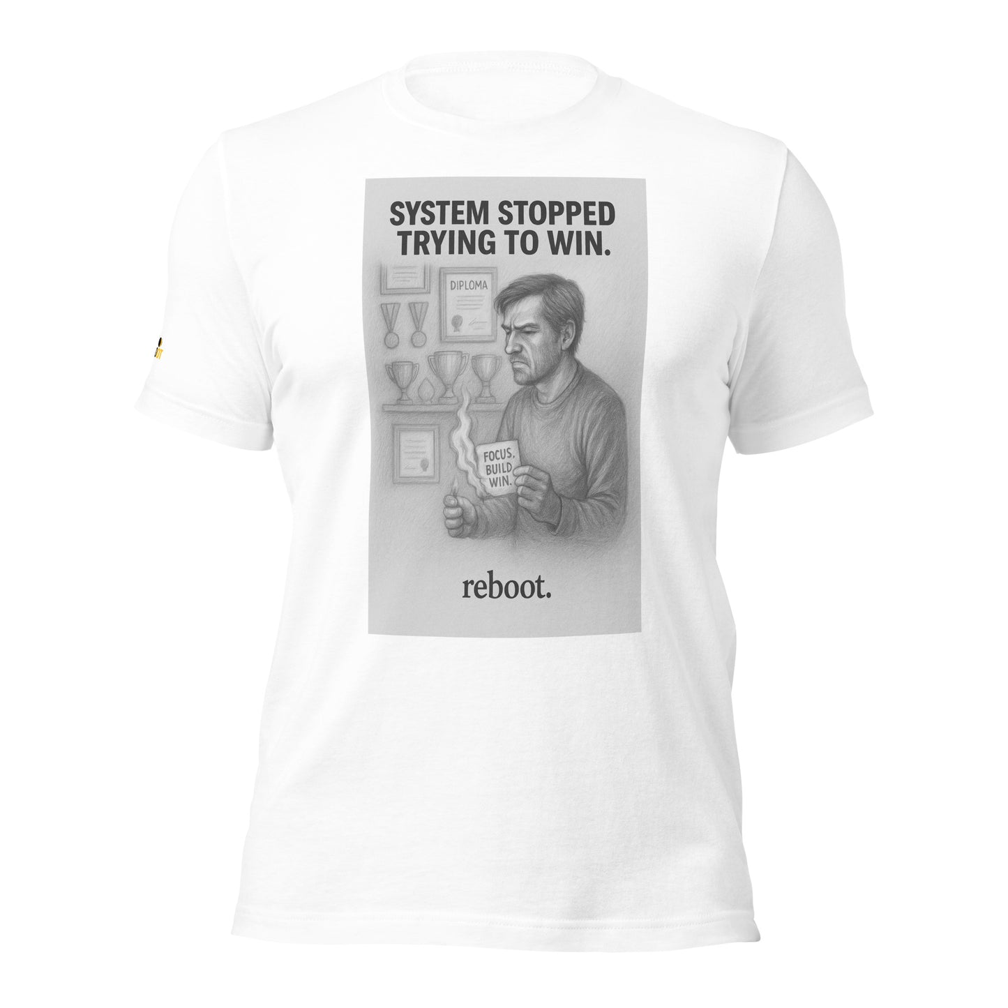REBOOT T-Shirt — System Stopped Trying to Win (White) by WEAR404