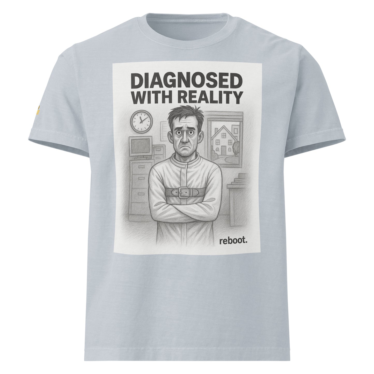 REBOOT T-Shirt — Diagnosed With Reality (Light Washed Denim) by WEAR404