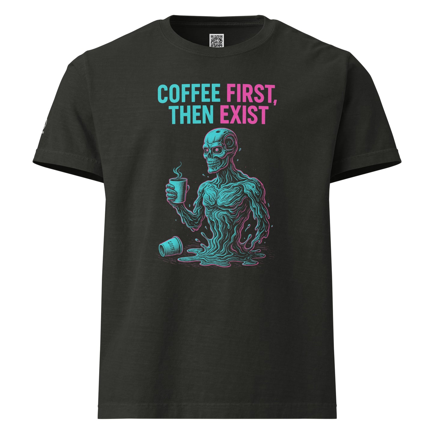 GLITCH T-Shirt — CAN’T SLEEP. MUST SCROLL (Washed Black) oversized by WEAR404