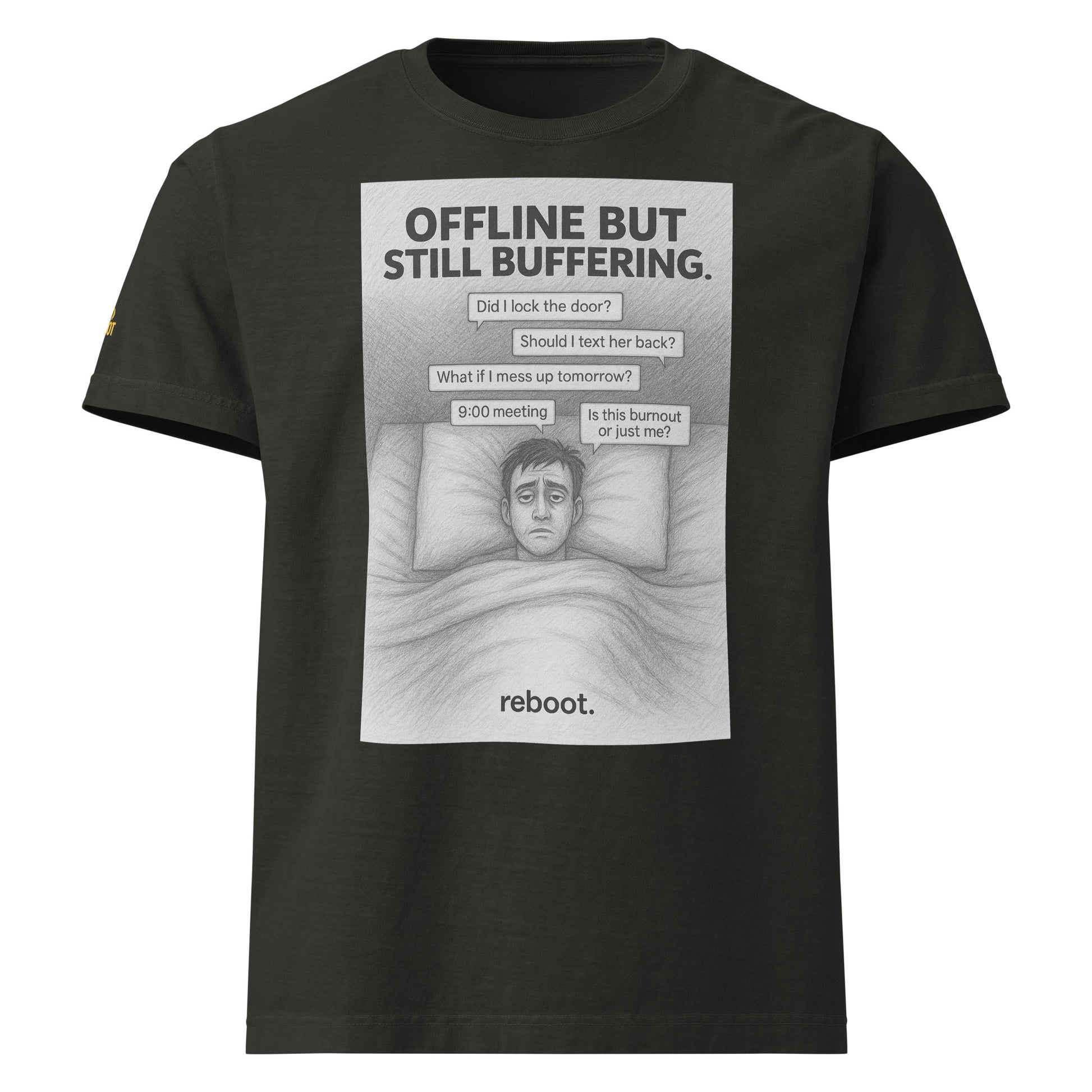 REBOOT T-Shirt — Offline But Still Buffering (Washed Black) by WEAR404