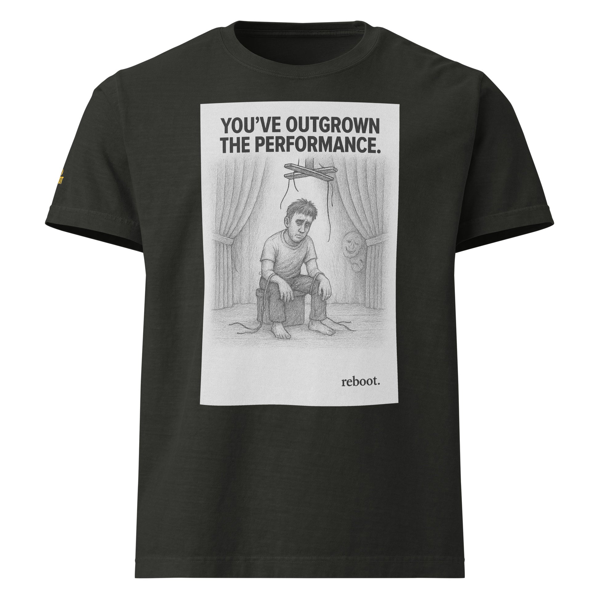 REBOOT T-Shirt — You’ve Outgrown The Performance (Washed Black) by WEAR404