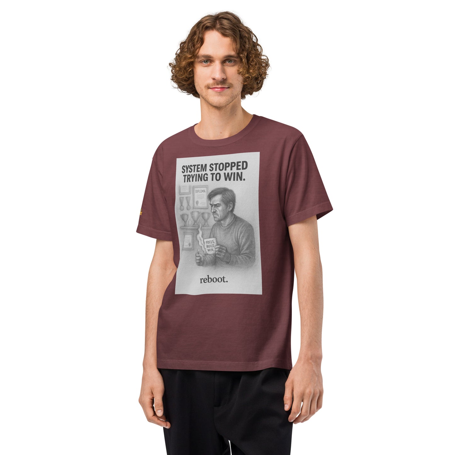 REBOOT T-Shirt — System Stopped Trying To Win  (Washed Maroon) by WEAR404