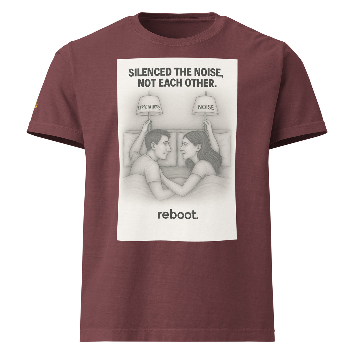 REBOOT T-Shirt — Silenced The Noise, Not Each Other (Washed Maroon) by WEAR404