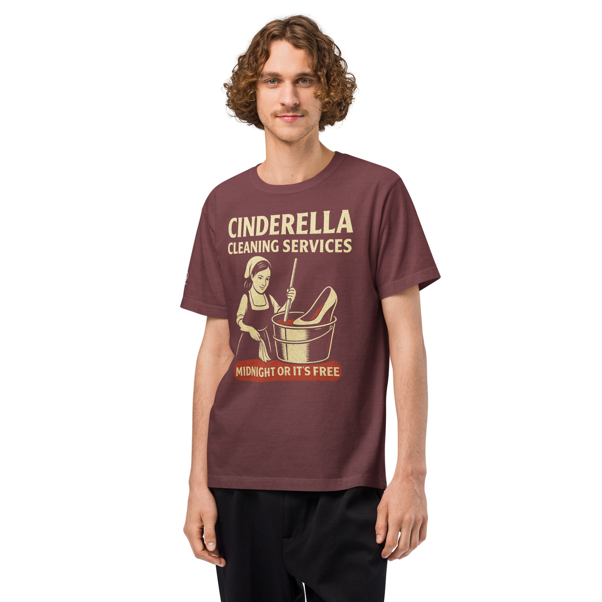 GRIMM T-Shirt — Cinderella Cleaning Services (Washed Maroon) by WEAR404