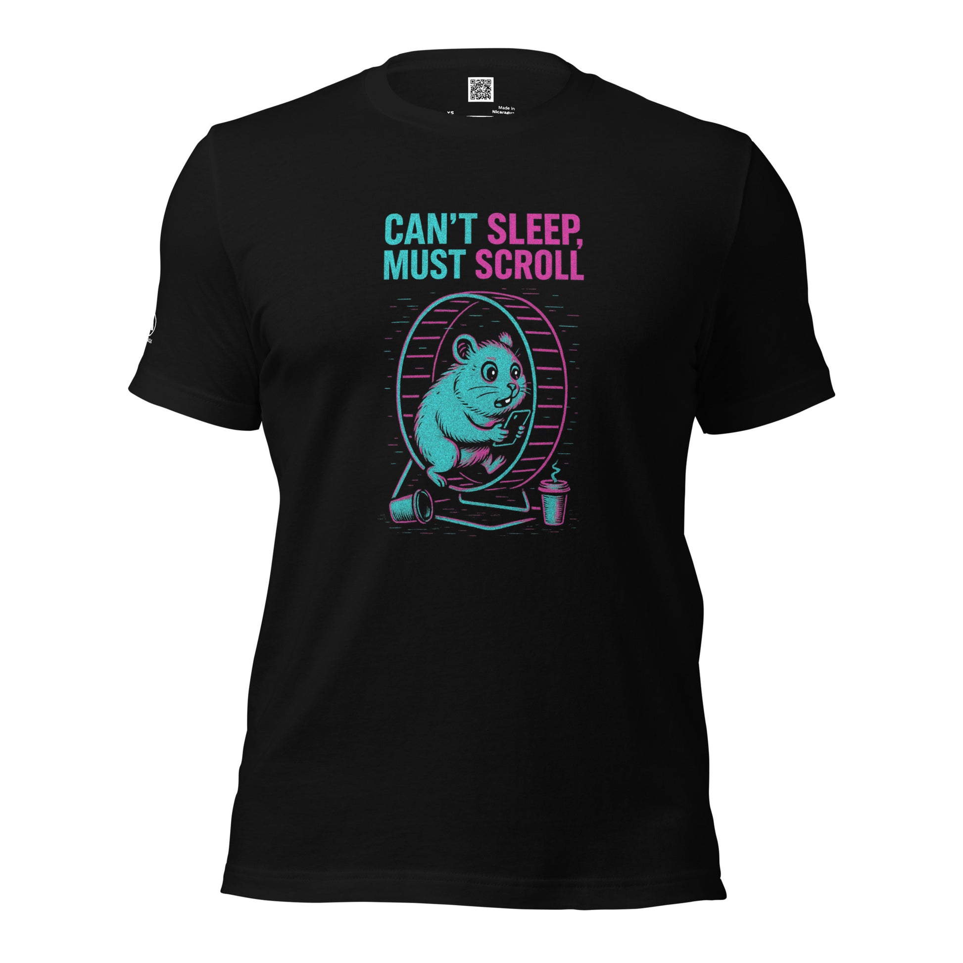 GLITCH T-Shirt — Can’t Sleep. Must Scroll (Black) by WEAR404
