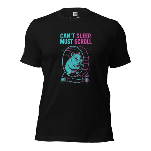 GLITCH T-Shirt — Can’t Sleep. Must Scroll (Black) by WEAR404