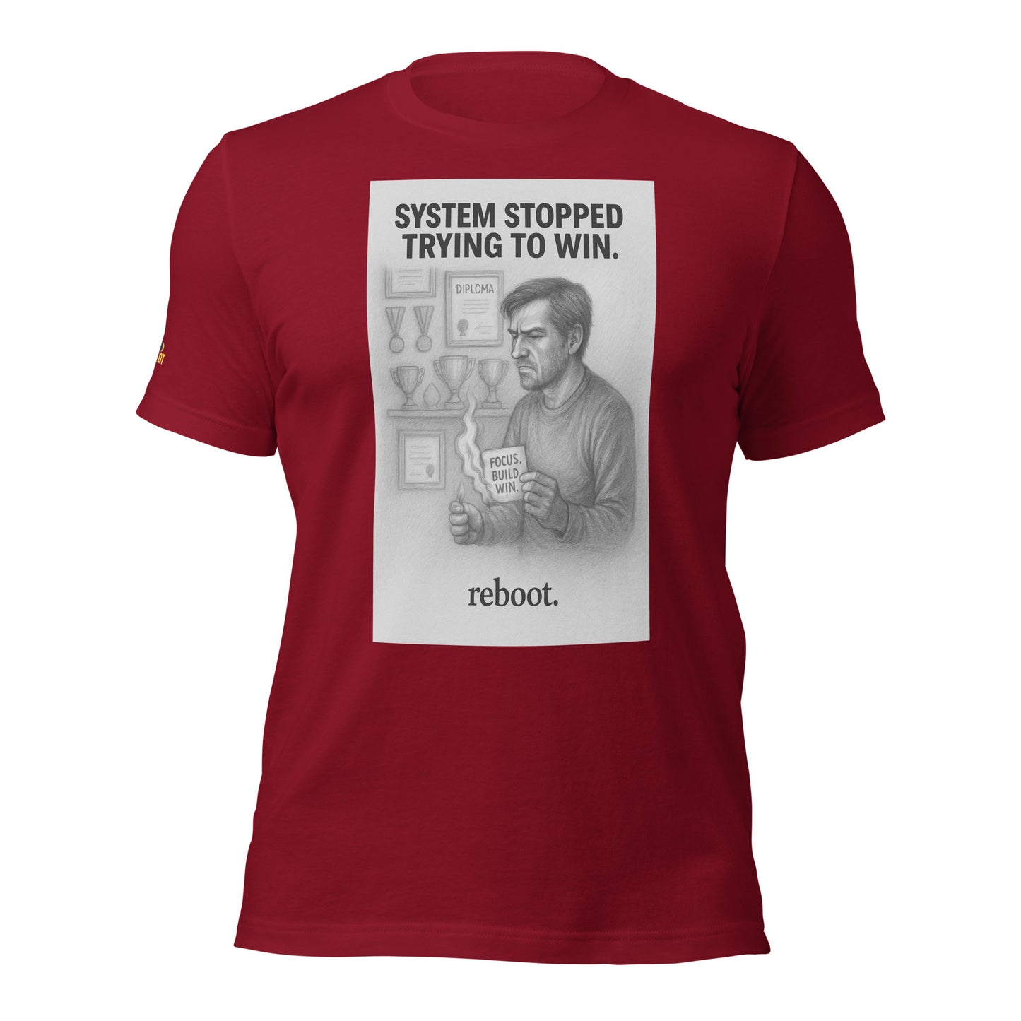 REBOOT T-Shirt — System Stopped Trying to Win (Cardinal) by WEAR404