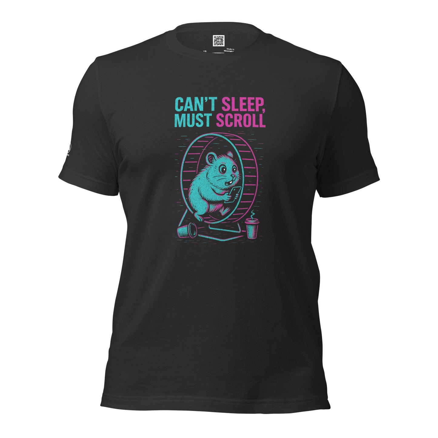GLITCH T-Shirt — Can’t Sleep. Must Scroll (Black) by WEAR404