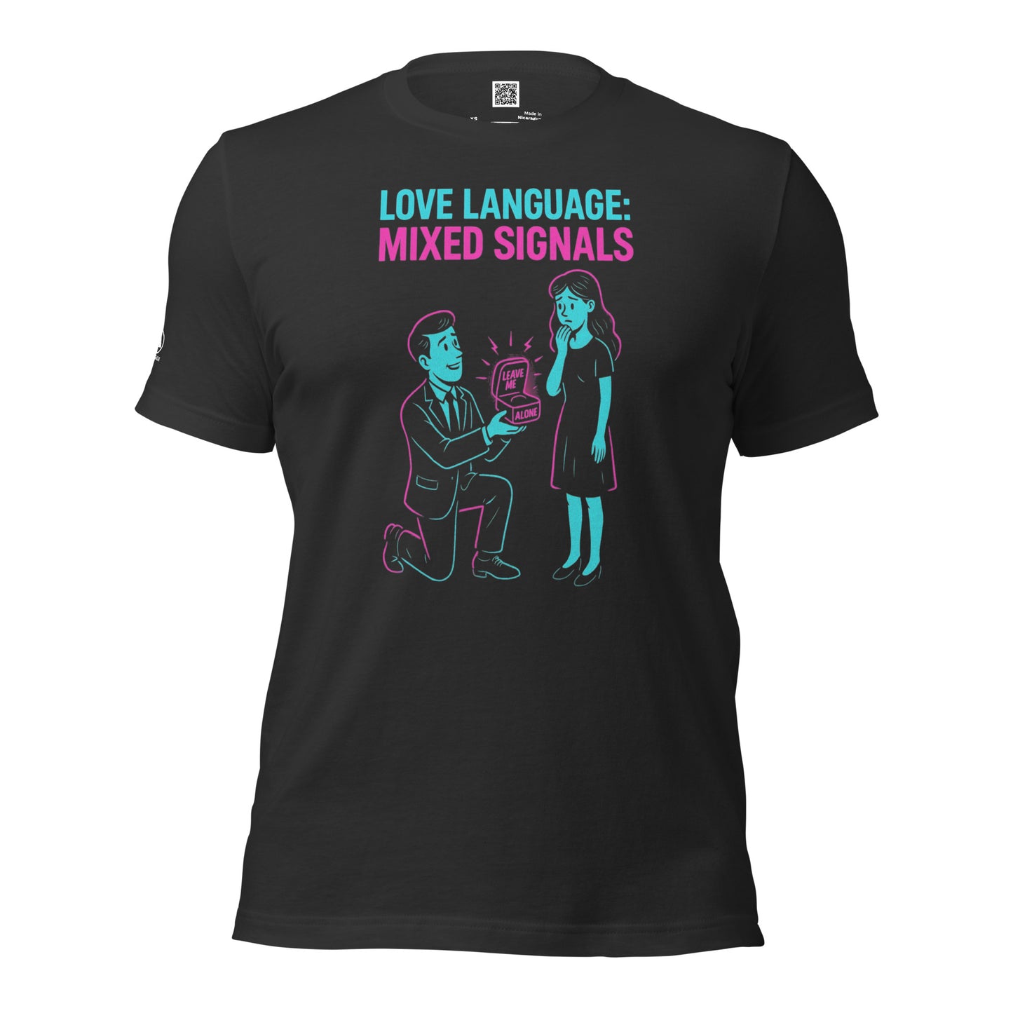 GLITCH T-Shirt — Love Language Mixed Signals (Dark Grey) by WEAR404