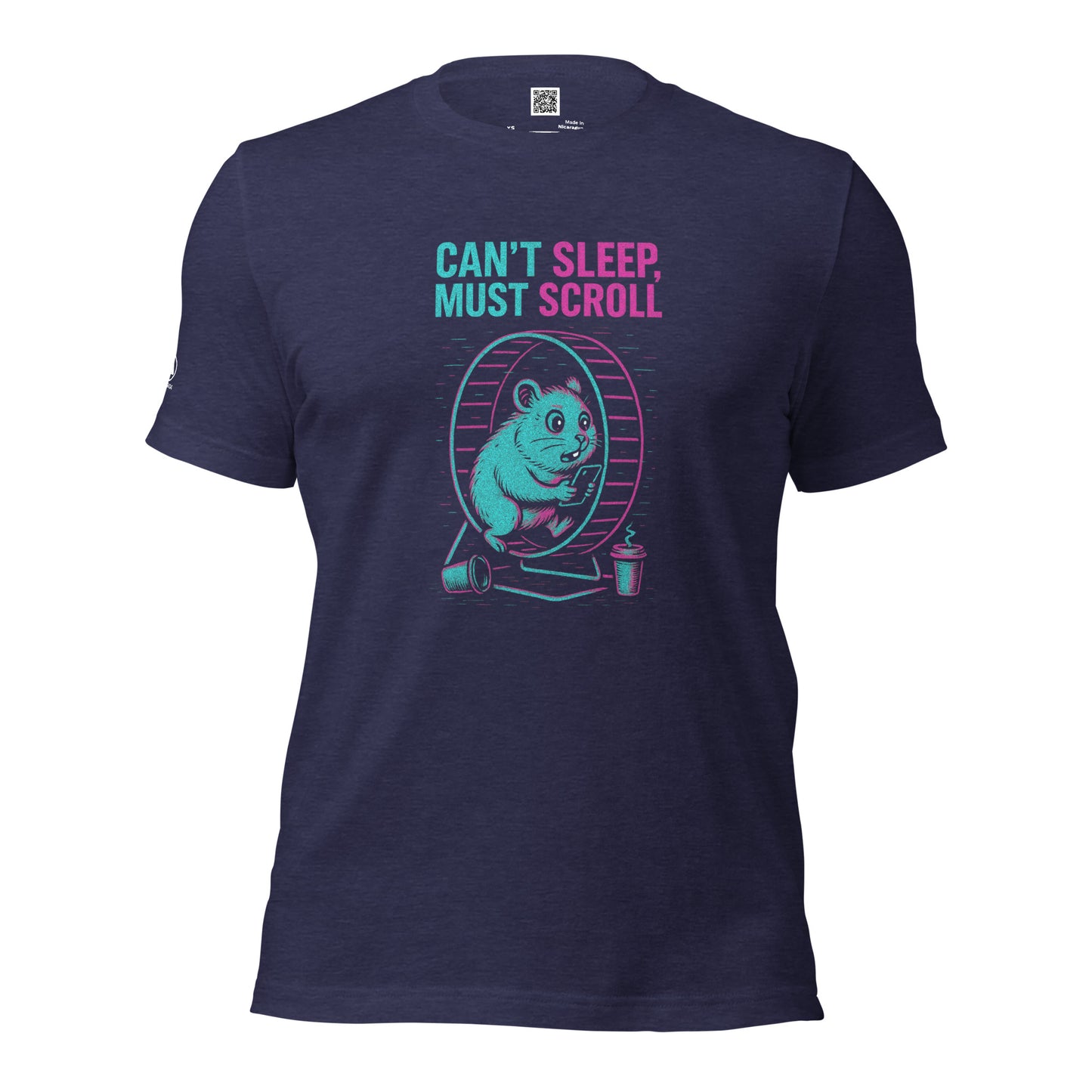 GLITCH T-Shirt — Can’t Sleep. Must Scroll (Navy) by WEAR404