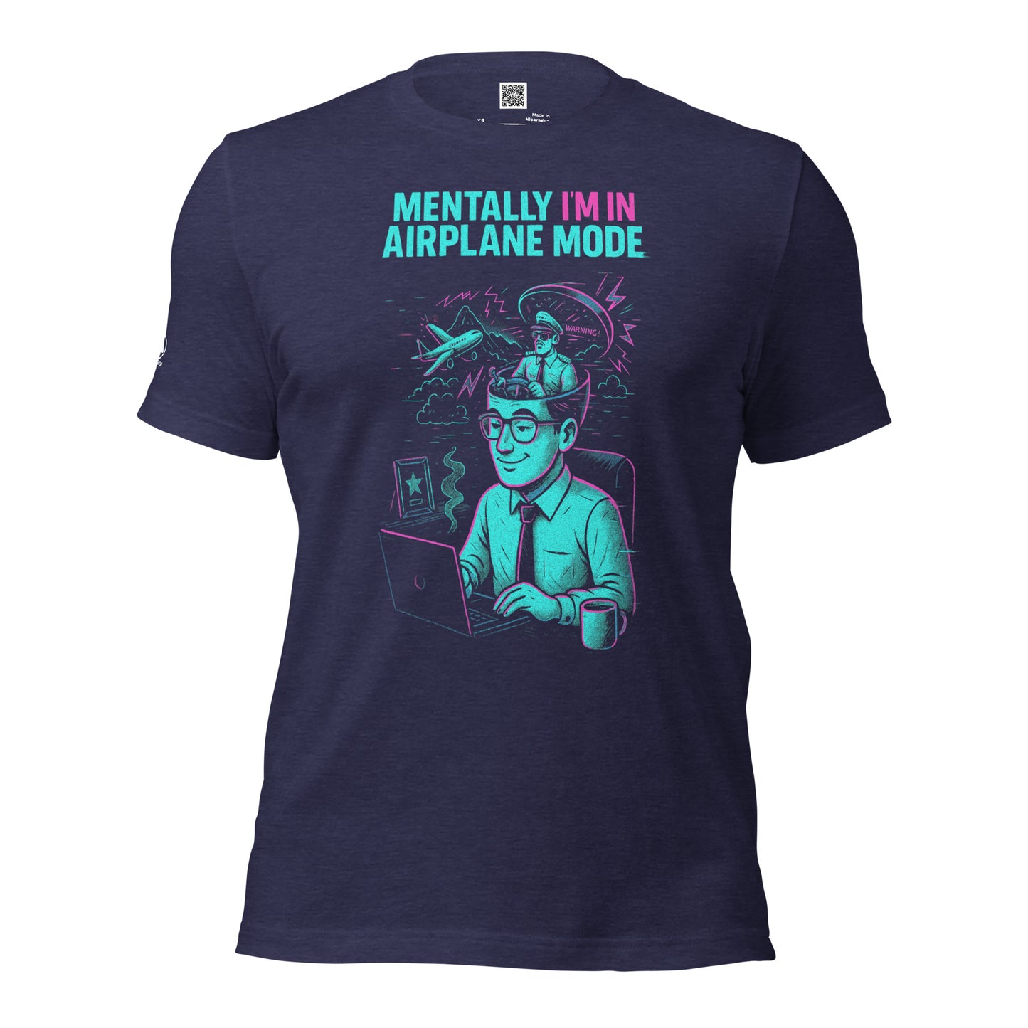 GLITCH T-Shirt — Mentally I’m in Airplane Mode (Navy) by WEAR404