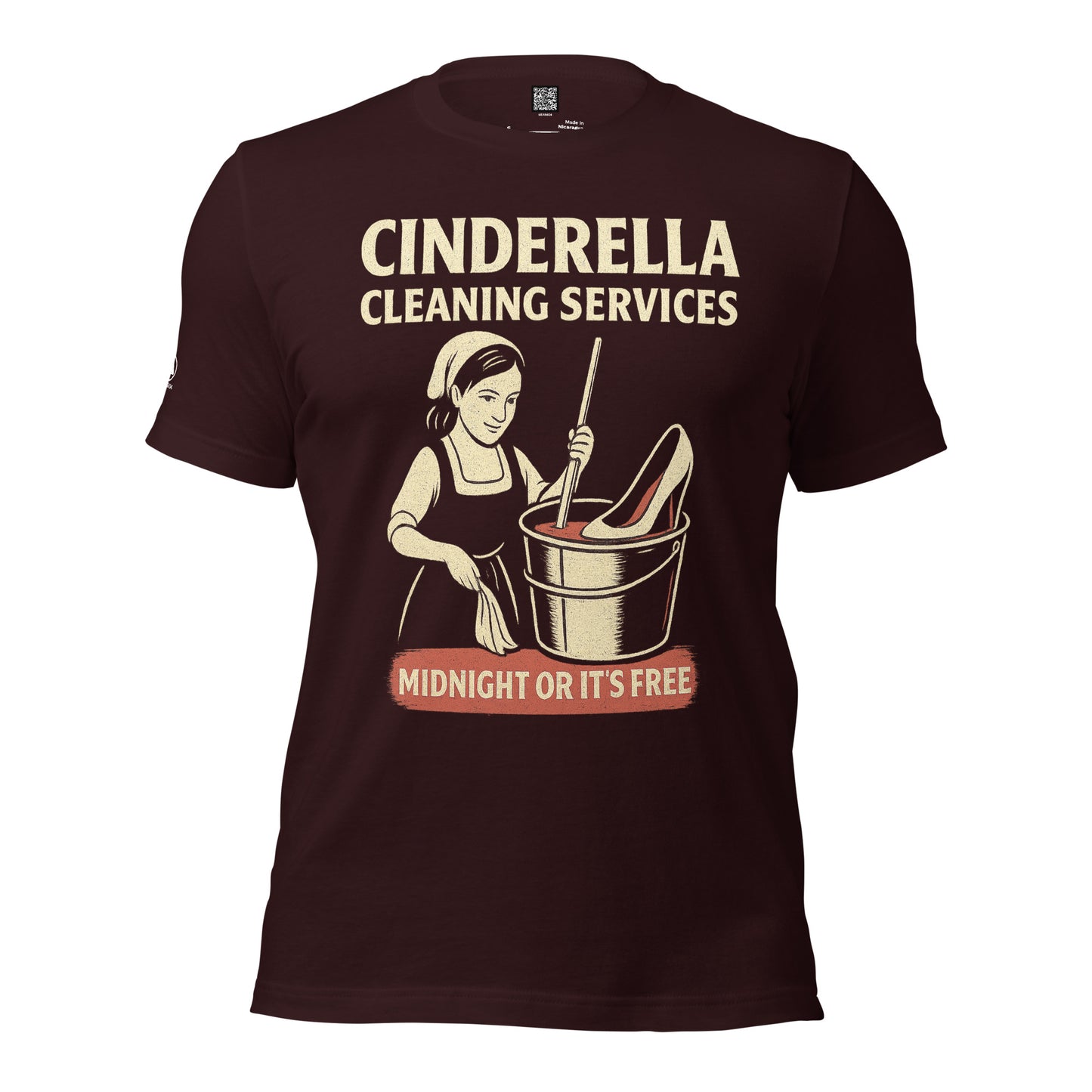 GRIMM T-Shirt — Cinderella Cleaning Services (Oxblood Black) by WEAR404